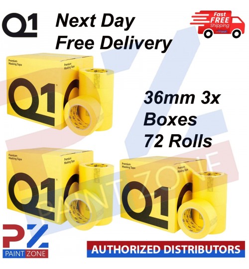 3X Q1 MASKING TAPE PREMIUM AUTOMOTIVE 110c 36mm x 50mm - NEXT DAY FREE DELIVERY